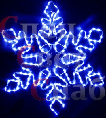 Уличная макушка на елку Светодиодная снежинка 1 м Синяя с мерцанием