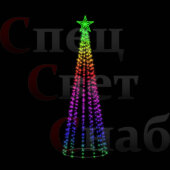 Светодиодная елка "Конус" 2.5 м Радужная с Зеленой макушкой